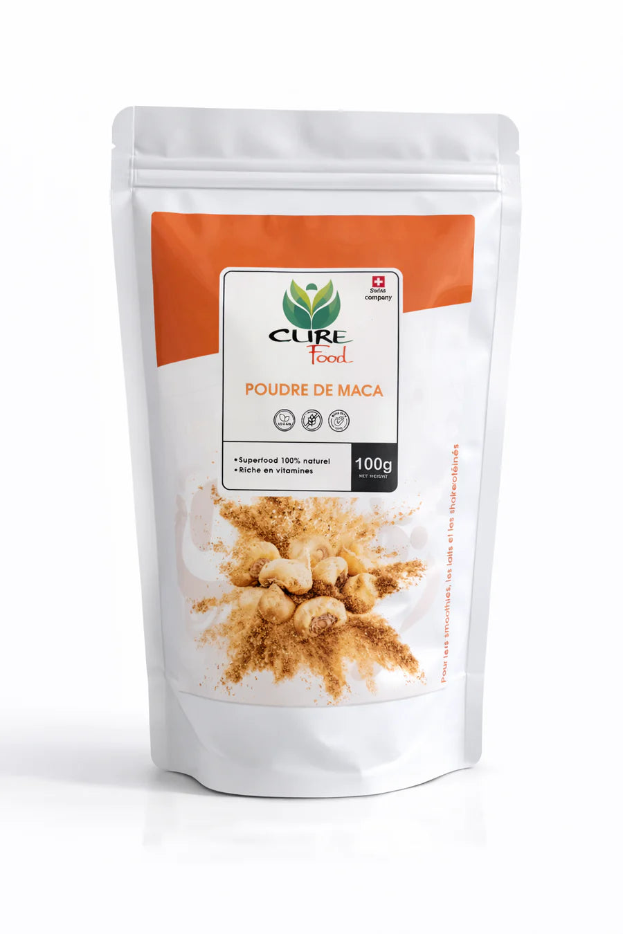 CureFood maca poeder is een 100% natuurlijke superfood ter ondersteuning van energie en vitaliteit. Ideaal voor smoothies. Verkrijgbaar bij Veroborsa.