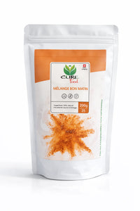 Cure Food Mélange Bon Matin is een 100% natuurlijke superfoodmix voor een energieke start van de dag. Ideaal voor ontbijt en smoothies. Verkrijgbaar bij Veroborsa.
