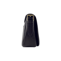 RB1002A | Borsa a Tracolla  in Vera Pelle Made in Italy con Tracolla removibile in pelle e attacchi con fibbie in metallo Oro Lucido - Colore Nero - Dimensioni: cm 26 x 20 x 10-3