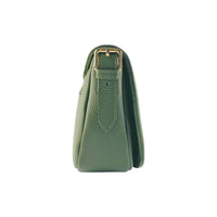 RB1002E | Borsa a Tracolla  in Vera Pelle Made in Italy con Tracolla removibile in pelle e attacchi con fibbie in metallo Oro Lucido - Colore Verde - Dimensioni: cm 26 x 20 x 10-3