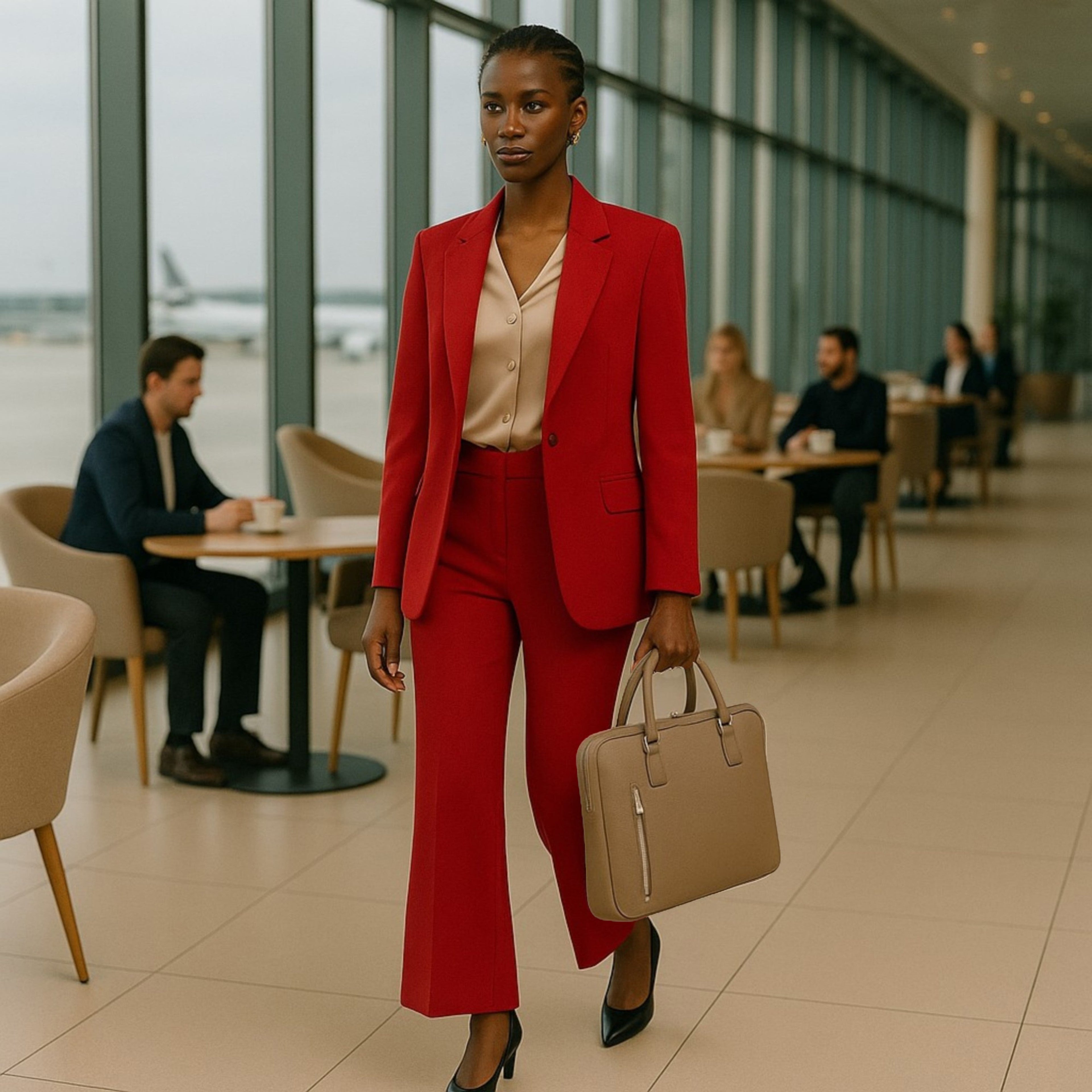 RB1019AQ | Made in Italy Genuine Leather Unisex Business Briefcase with removable shoulder strap. Polished Nickel metal snap hook attachments - Taupe color - Dimensions: cm 37 x 29 x 6.5-4