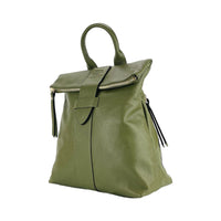 RB1021E | Zaino Donna Morbido in Vera Pelle Made in Italy con Spallacci regolabili. Chiusura lampo e Accessori in metallo Oro Lucido - Colore Verde - Dimensioni: cm 30 x 34 x 10,5-1