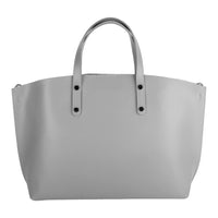 RB1024F  | Borsa Donna a Mano in Vera Pelle Made in Italy con tracolla removibile. Sacca grande interna estraibile. Accessori Canna di Fucile Lucido - Colore Grigio - Dimensioni: cm 48x31x11-4