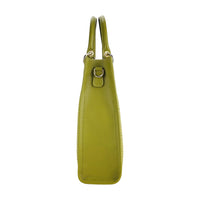 RB1026CM  | Borsa Donna a mano verticale in Vera Pelle e Paglia Made in Italy. Tracolla removibile e regolabile in pelle. Accessori Oro Lucido - Colore Pistacchio - Dimensioni: cm 24 x 29 x 9-3