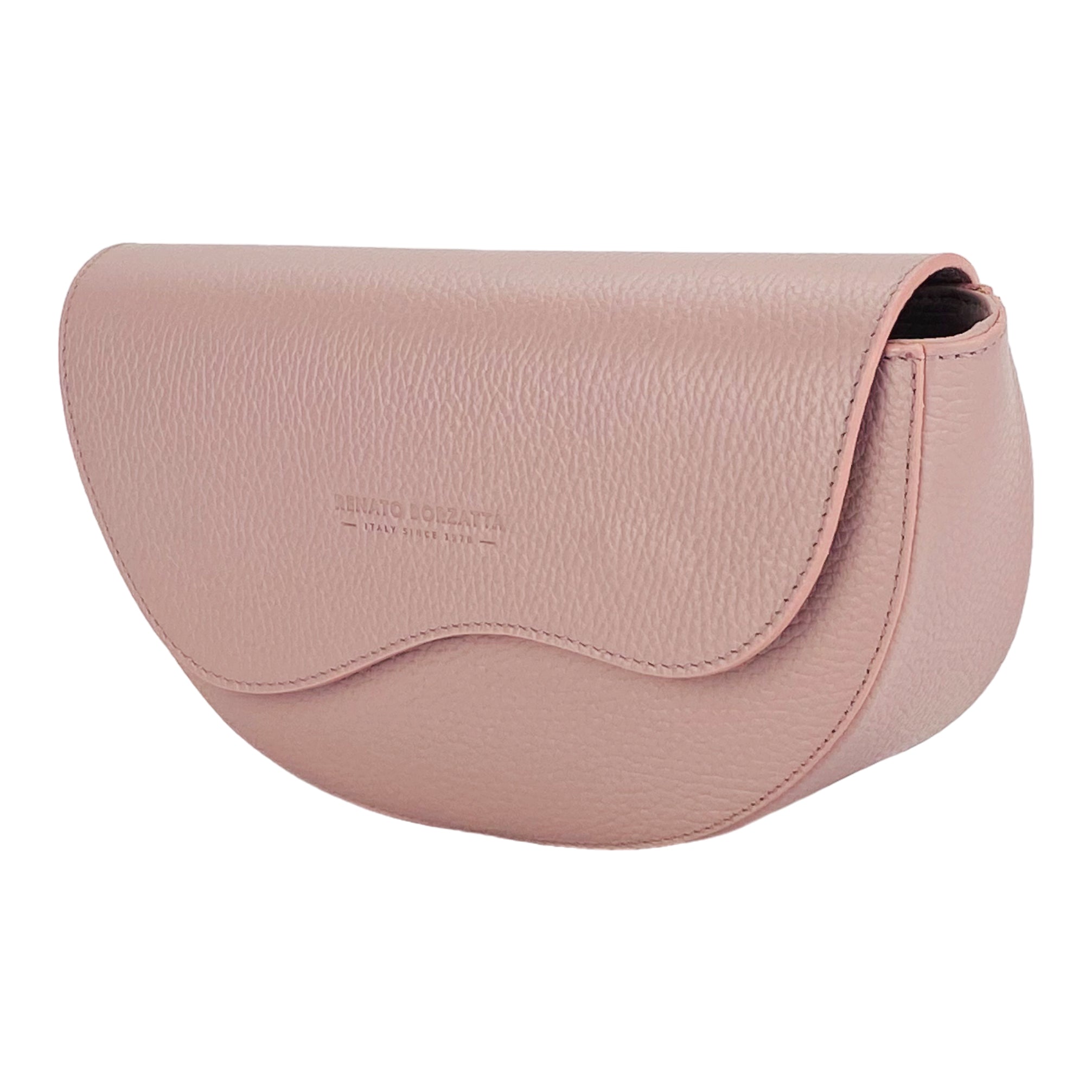 RB1027AZ  | Borsa Donna a Bandoliera stondata in Vera Pelle Made in Italy. Tracolla removibile e regolabile in pelle. Accessori Nickel Lucido - Colore Rosa Antico - Dimensioni: cm 25 x 15 x 9-2