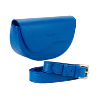 RB1027CH  | Borsa Donna a Bandoliera stondata in Vera Pelle Made in Italy. Tracolla removibile e regolabile in pelle. Accessori Nickel Lucido - Colore Blu Royal - Dimensioni: cm 25 x 15 x 9-0