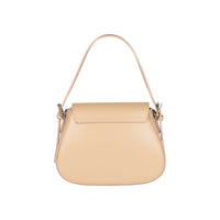 RB1030AL | Borsa Donna a Spalla EMMA con pattina in Vera Pelle Made in Italy. Accessori in metallo Argento Lucido - Colore Beige - Dimensioni: cm 24 x 18 x 9 + 14,5 (Luce manico)-2