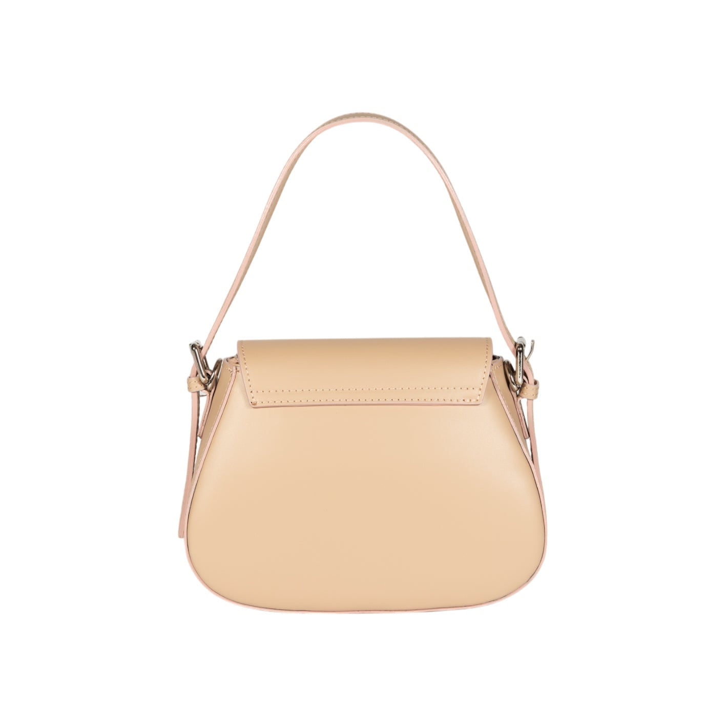 RB1030AL | Borsa Donna a Spalla EMMA con pattina in Vera Pelle Made in Italy. Accessori in metallo Argento Lucido - Colore Beige - Dimensioni: cm 24 x 18 x 9 + 14,5 (Luce manico)-2