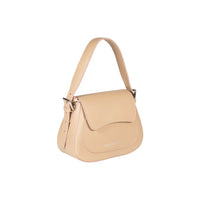 RB1030AL | Borsa Donna a Spalla EMMA con pattina in Vera Pelle Made in Italy. Accessori in metallo Argento Lucido - Colore Beige - Dimensioni: cm 24 x 18 x 9 + 14,5 (Luce manico)-4