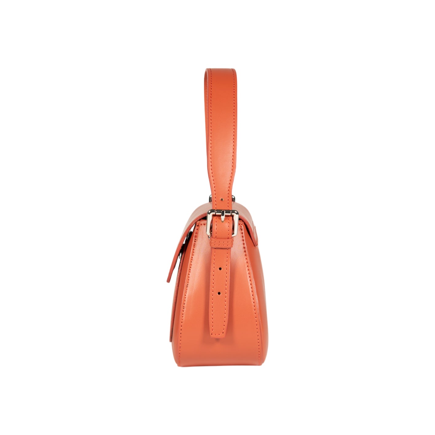 RB1030AM | Borsa Donna a Spalla EMMA con pattina in Vera Pelle Made in Italy. Accessori in metallo Argento Lucido - Colore Paprika - Dimensioni: cm 24 x 18 x 9 + 14,5 (Luce manico)-3
