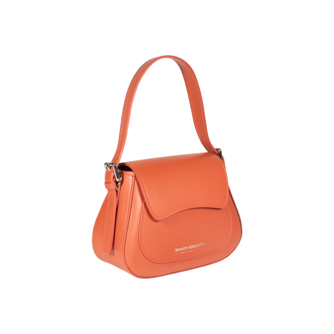 RB1030AM | Borsa Donna a Spalla EMMA con pattina in Vera Pelle Made in Italy. Accessori in metallo Argento Lucido - Colore Paprika - Dimensioni: cm 24 x 18 x 9 + 14,5 (Luce manico)-4