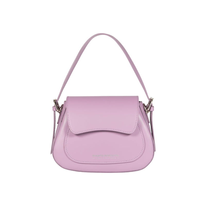 RB1030CI | Borsa Donna a Spalla EMMA con pattina in Vera Pelle Made in Italy. Accessori in metallo Argento Lucido - Colore Lilla - Dimensioni: cm 24 x 18 x 9 + 14,5 (Luce manico)-0