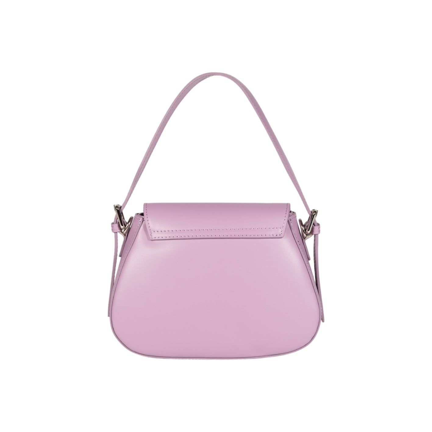RB1030CI | Borsa Donna a Spalla EMMA con pattina in Vera Pelle Made in Italy. Accessori in metallo Argento Lucido - Colore Lilla - Dimensioni: cm 24 x 18 x 9 + 14,5 (Luce manico)-2
