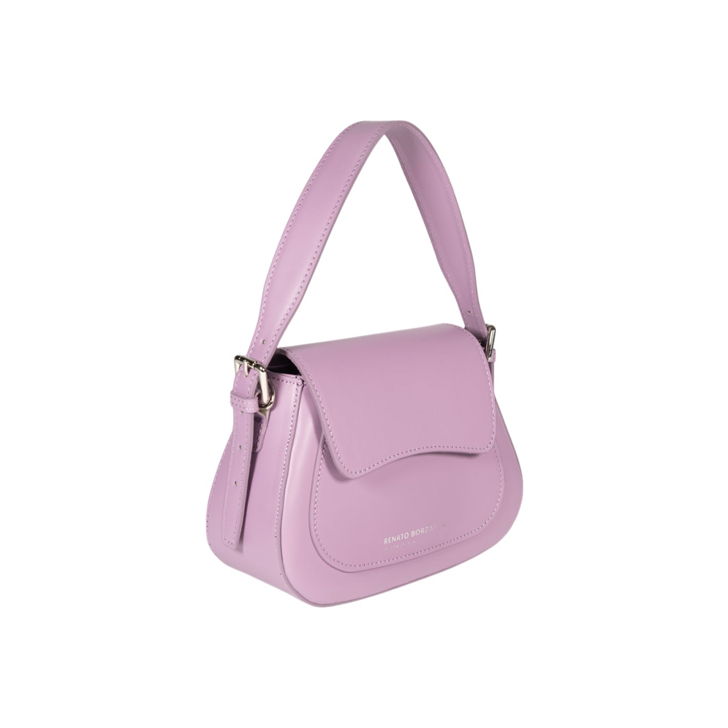RB1030CI | Borsa Donna a Spalla EMMA con pattina in Vera Pelle Made in Italy. Accessori in metallo Argento Lucido - Colore Lilla - Dimensioni: cm 24 x 18 x 9 + 14,5 (Luce manico)-4