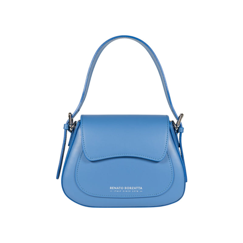 RB1030CP | Borsa Donna a Spalla EMMA con pattina in Vera Pelle Made in Italy. Accessori in metallo Argento Lucido - Colore Glicine - Dimensioni: cm 24 x 18 x 9 + 14,5 (Luce manico)-0