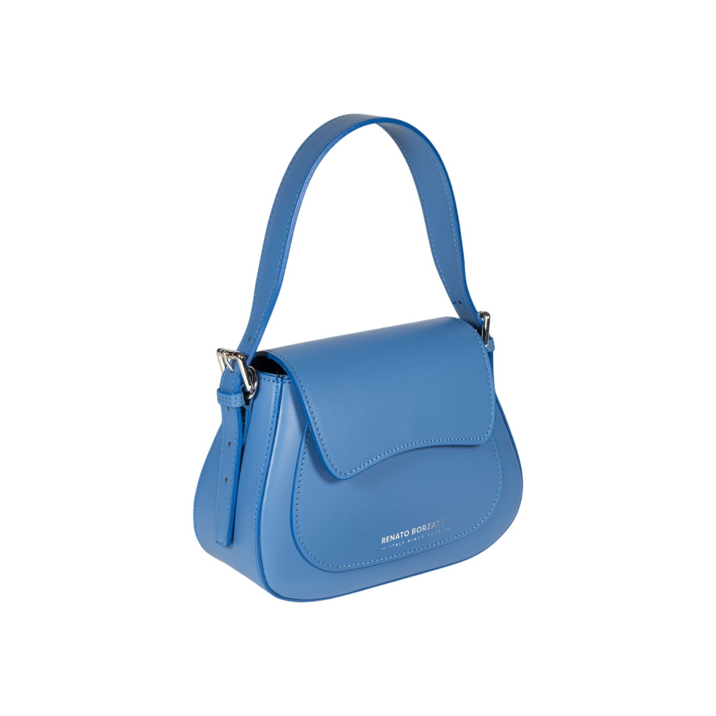 RB1030CP | Borsa Donna a Spalla EMMA con pattina in Vera Pelle Made in Italy. Accessori in metallo Argento Lucido - Colore Glicine - Dimensioni: cm 24 x 18 x 9 + 14,5 (Luce manico)-4