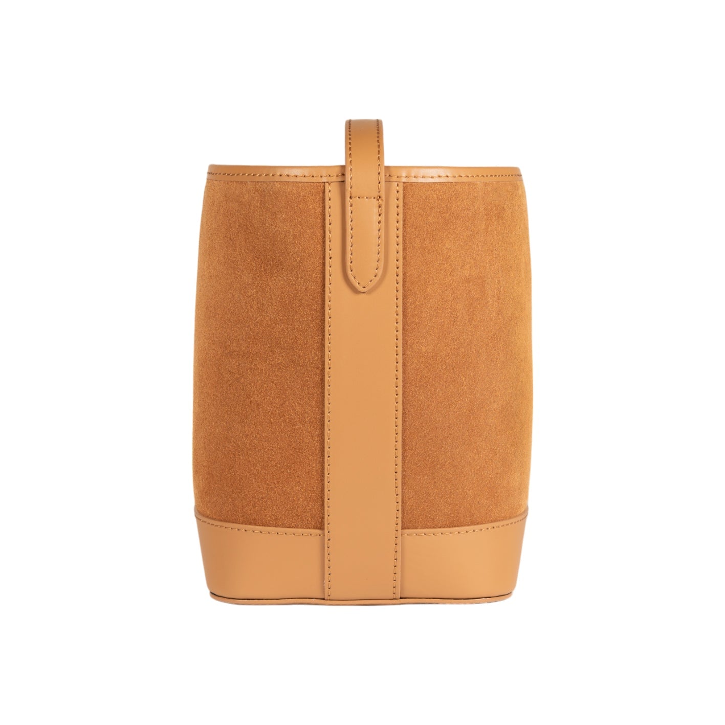 RB1031CQ | BRENDA Genuine Leather Women's Bucket Bag Made in Italy. Shiny Gold metal hardware - Leather color - Dimensions: 25 x 23.5 x 17 cm.-3