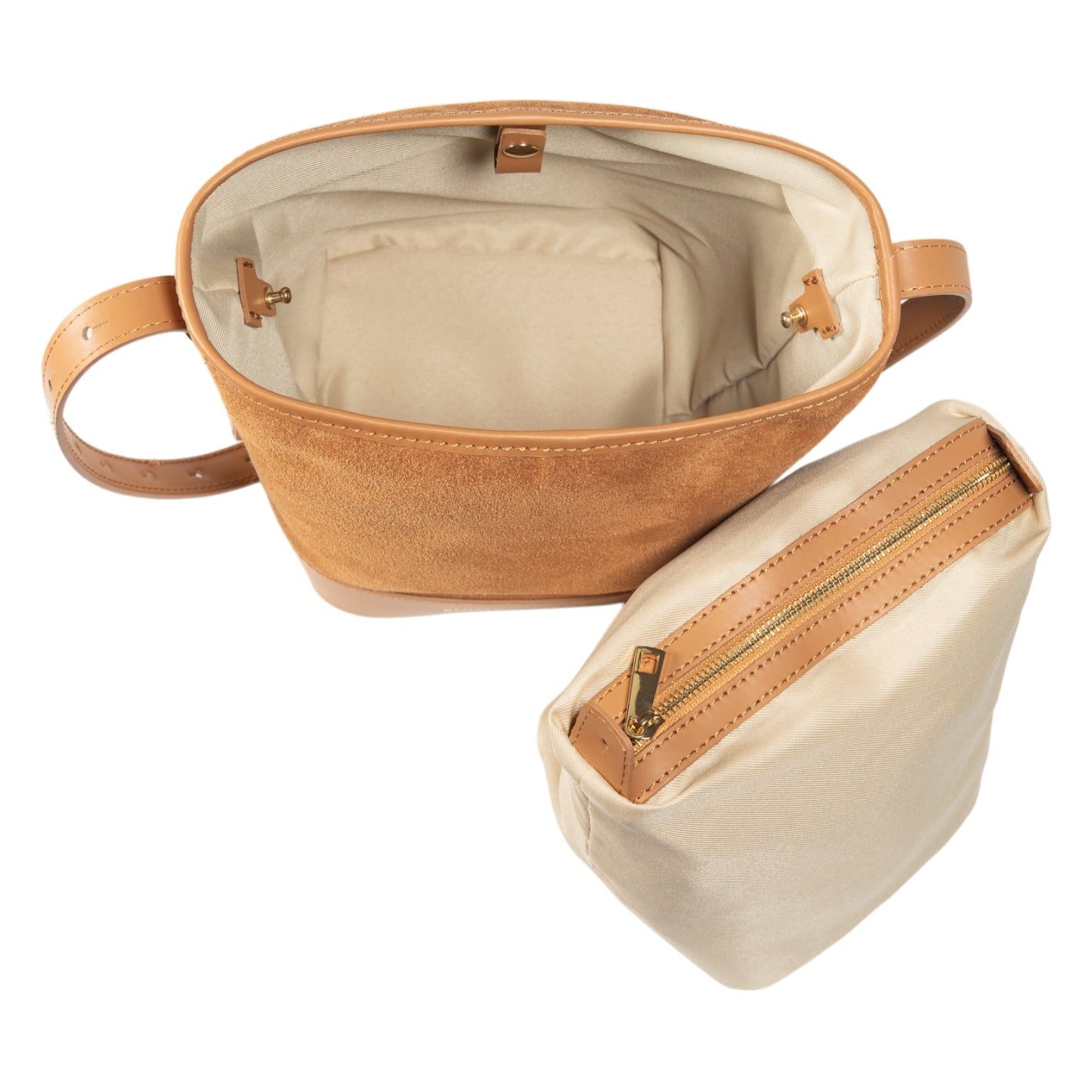 RB1031CQ | BRENDA Genuine Leather Women's Bucket Bag Made in Italy. Shiny Gold metal hardware - Leather color - Dimensions: 25 x 23.5 x 17 cm.-4