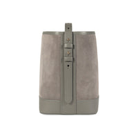 RB1031F  | Borsa Donna a Secchiello BRENDA in Vera Pelle Made in Italy. Accessori in metallo Oro Lucido - Colore Grigio - Dimensioni: cm 25 x 23,5 x 17-2