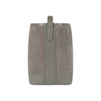 RB1031F  | Borsa Donna a Secchiello BRENDA in Vera Pelle Made in Italy. Accessori in metallo Oro Lucido - Colore Grigio - Dimensioni: cm 25 x 23,5 x 17-3