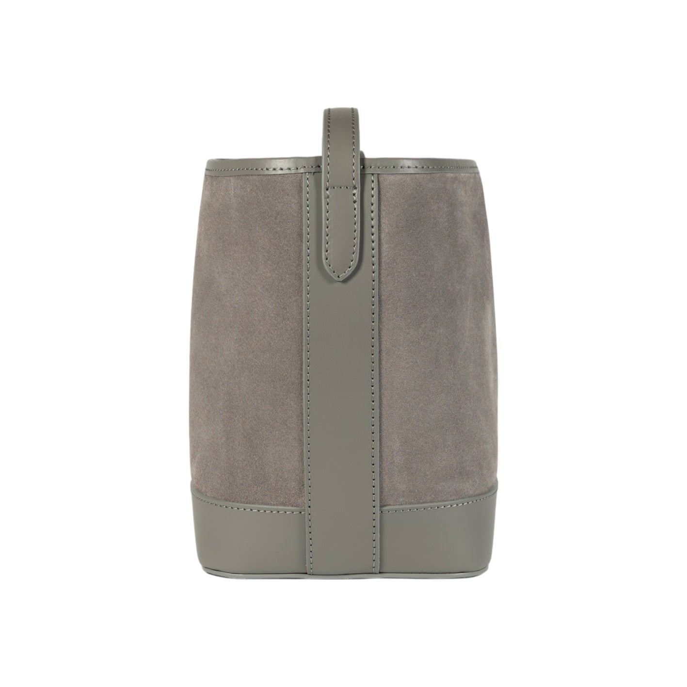RB1031F  | Borsa Donna a Secchiello BRENDA in Vera Pelle Made in Italy. Accessori in metallo Oro Lucido - Colore Grigio - Dimensioni: cm 25 x 23,5 x 17-3