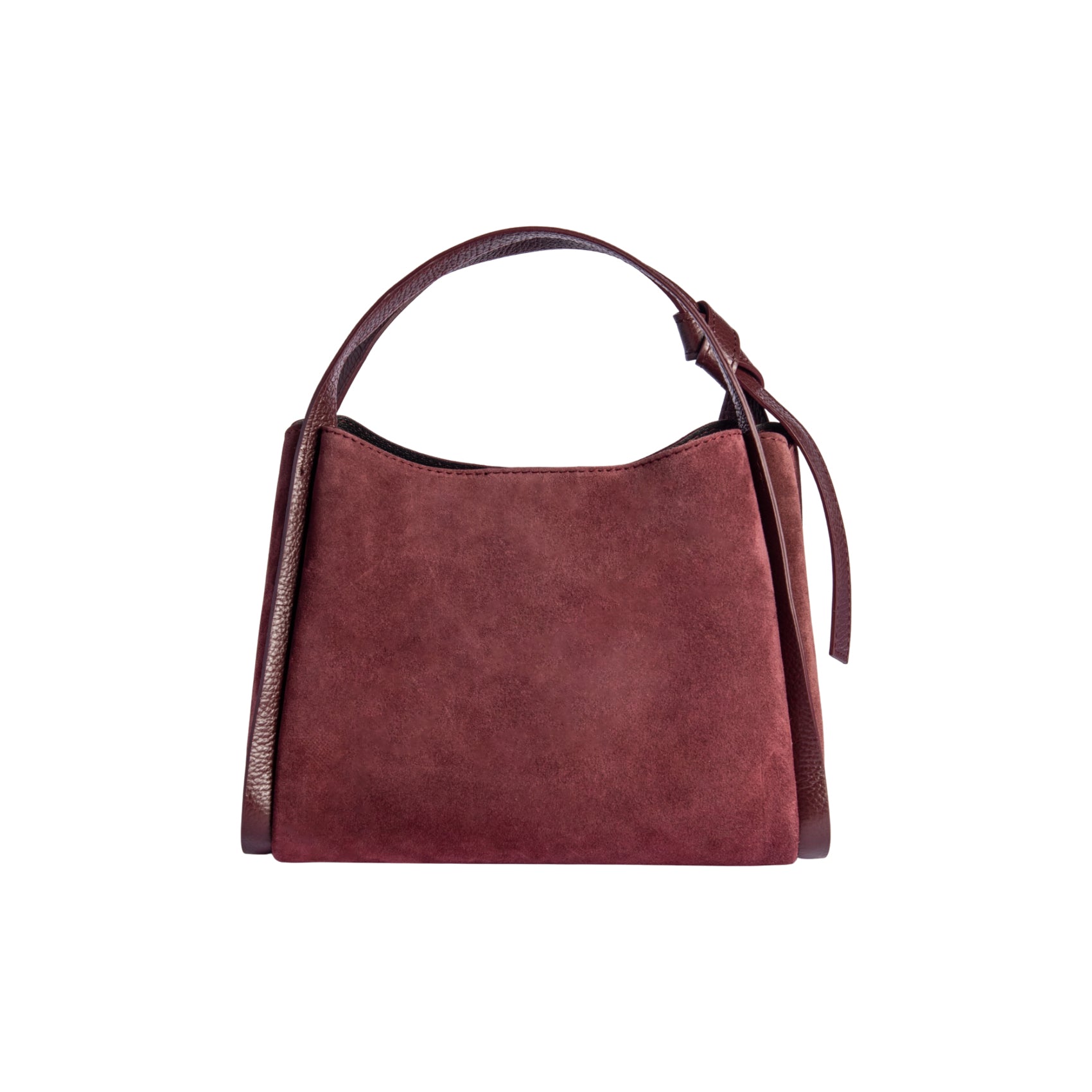 RB1035X | ALICE Women's Handbag in Genuine Suede, Made in Italy. Polished Gold Metal Accessories. Bordeaux Color. Dimensions: 26 x 20 x 15 + 12 cm (Handle Drop)-2