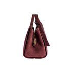 RB1035X | ALICE Women's Handbag in Genuine Suede, Made in Italy. Polished Gold Metal Accessories. Bordeaux Color. Dimensions: 26 x 20 x 15 + 12 cm (Handle Drop)-3