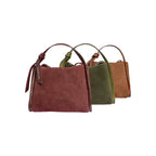 RB1035X | ALICE Women's Handbag in Genuine Suede, Made in Italy. Polished Gold Metal Accessories. Bordeaux Color. Dimensions: 26 x 20 x 15 + 12 cm (Handle Drop)-4