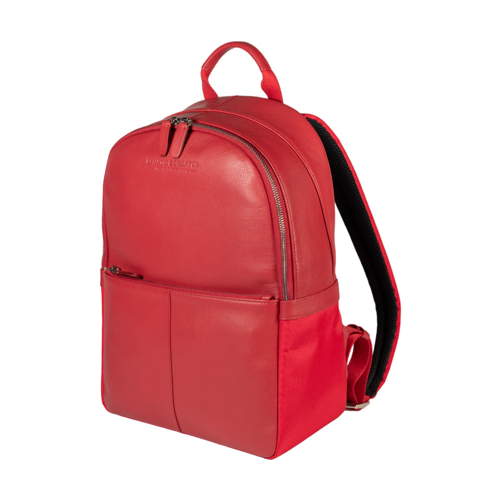 RB2001V | Netbook/Tablet Carrier Backpack in Nylon/Vera Leather, with light grain. Zipper closure and adjustable shoulder straps - Red color - Dimensions: 27 x 38 x 14 cm. Packaging: Non-Woven Fabric Bag-0