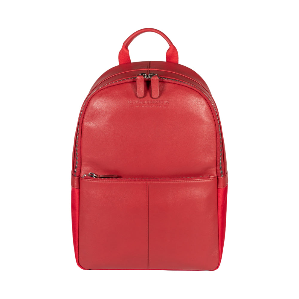RB2001V | Netbook/Tablet Carrier Backpack in Nylon/Vera Leather, with light grain. Zipper closure and adjustable shoulder straps - Red color - Dimensions: 27 x 38 x 14 cm. Packaging: Non-Woven Fabric Bag-1