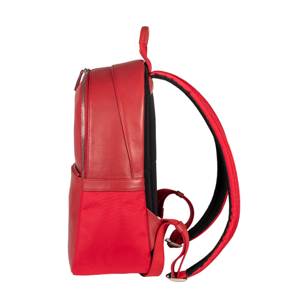 RB2001V | Netbook/Tablet Carrier Backpack in Nylon/Vera Leather, with light grain. Zipper closure and adjustable shoulder straps - Red color - Dimensions: 27 x 38 x 14 cm. Packaging: Non-Woven Fabric Bag-2