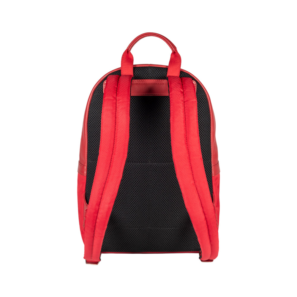 RB2001V | Netbook/Tablet Carrier Backpack in Nylon/Vera Leather, with light grain. Zipper closure and adjustable shoulder straps - Red color - Dimensions: 27 x 38 x 14 cm. Packaging: Non-Woven Fabric Bag-3