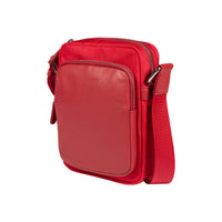 RB2002V | Borsa a Tracolla in Nylon/Vera Pelle, con leggera grana. Chiusura con lampo e tracolla regolabile - Colore Rosso - Dimensioni: cm 15,5 x 21 x 7. Confezione: Sacchetto in Tessuto non Tessuto-0