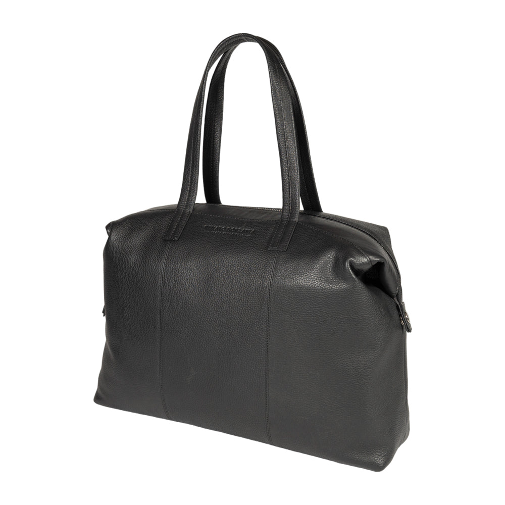 RB2004A | Borsa Shopping Trasformabile in Bauletto in Vera Pelle pieno fiore, grana dollaro/leggera. Doppio manico. Colore Nero. Dimensioni: cm 43 x 36 x 14. Confezione: Sacchetto in Tessuto non Tessuto-1