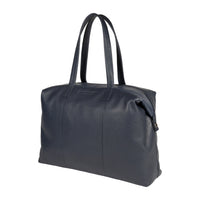 RB2004D | Borsa Shopping Trasformabile in Bauletto in Vera Pelle pieno fiore, grana dollaro/leggera. Doppio manico. Colore Blu. Dimensioni: cm 43 x 36 x 14. Confezione: Sacchetto in Tessuto non Tessuto-1